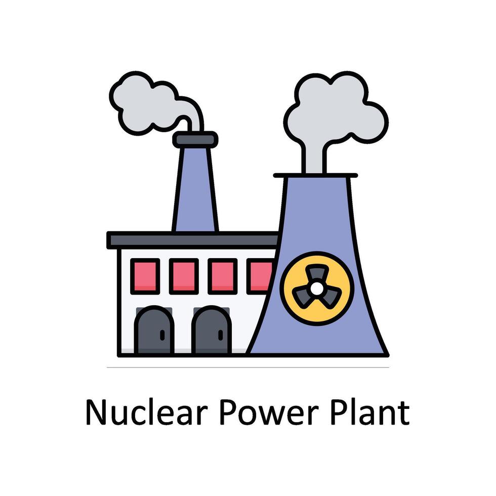 Nuclear Power Plant vector filled outline icon design illustration. Manufacturing units symbol on White background EPS 10 File