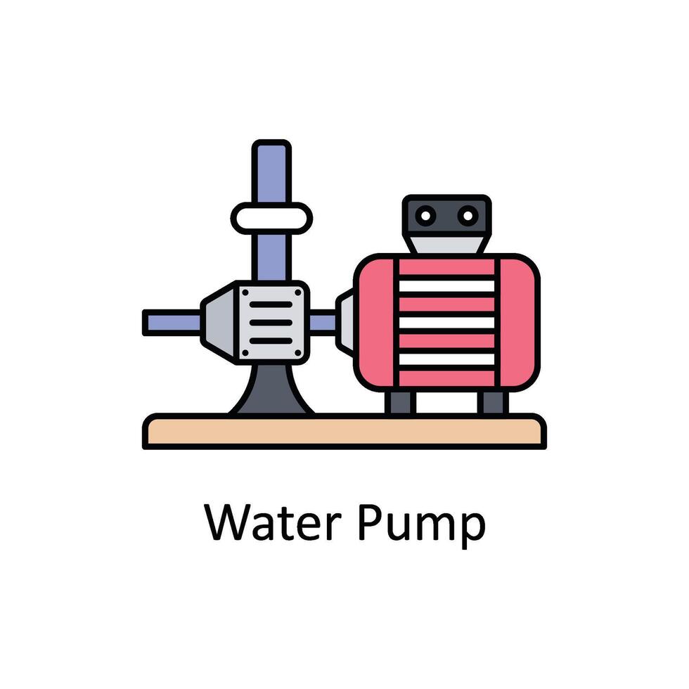 Water Pump vector filled outline icon design illustration. Manufacturing units symbol on White background EPS 10 File