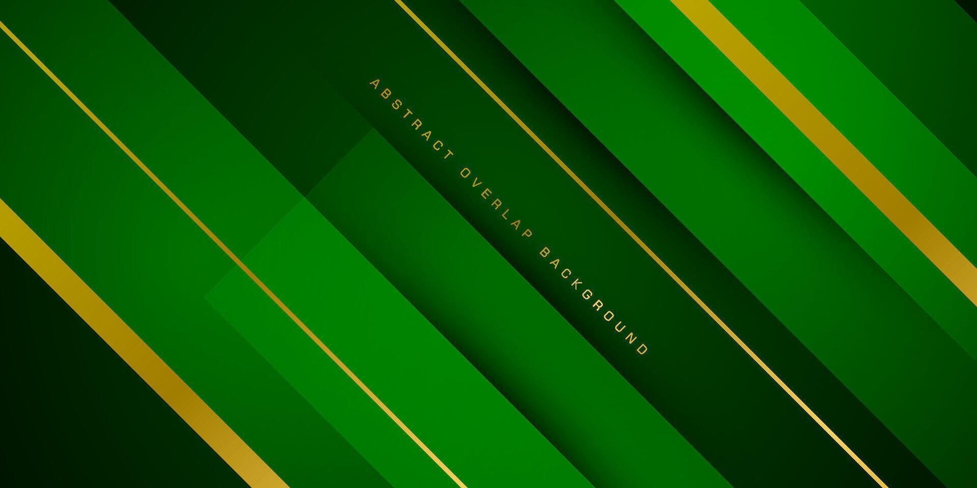 Abstract futuristic dark green gradient background with shadow and gold lines. Abstract simple background for banner, brochure, presentation design, and business card. Eps10 vector