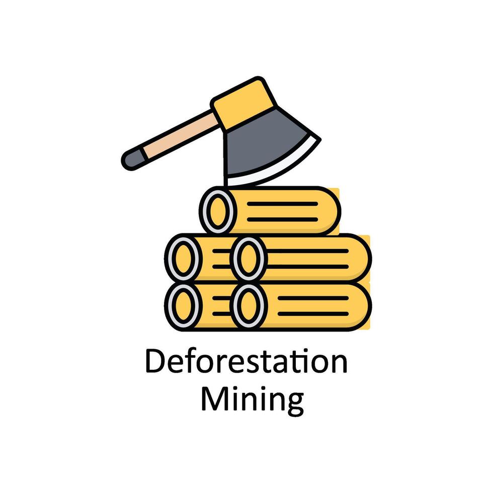 Deforestation Mining  vector filled outline icon design illustration. Manufacturing units symbol on White background EPS 10 File