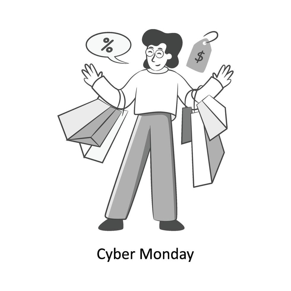 Cyber Monday Flat Style Design Vector illustration. Stock illustration