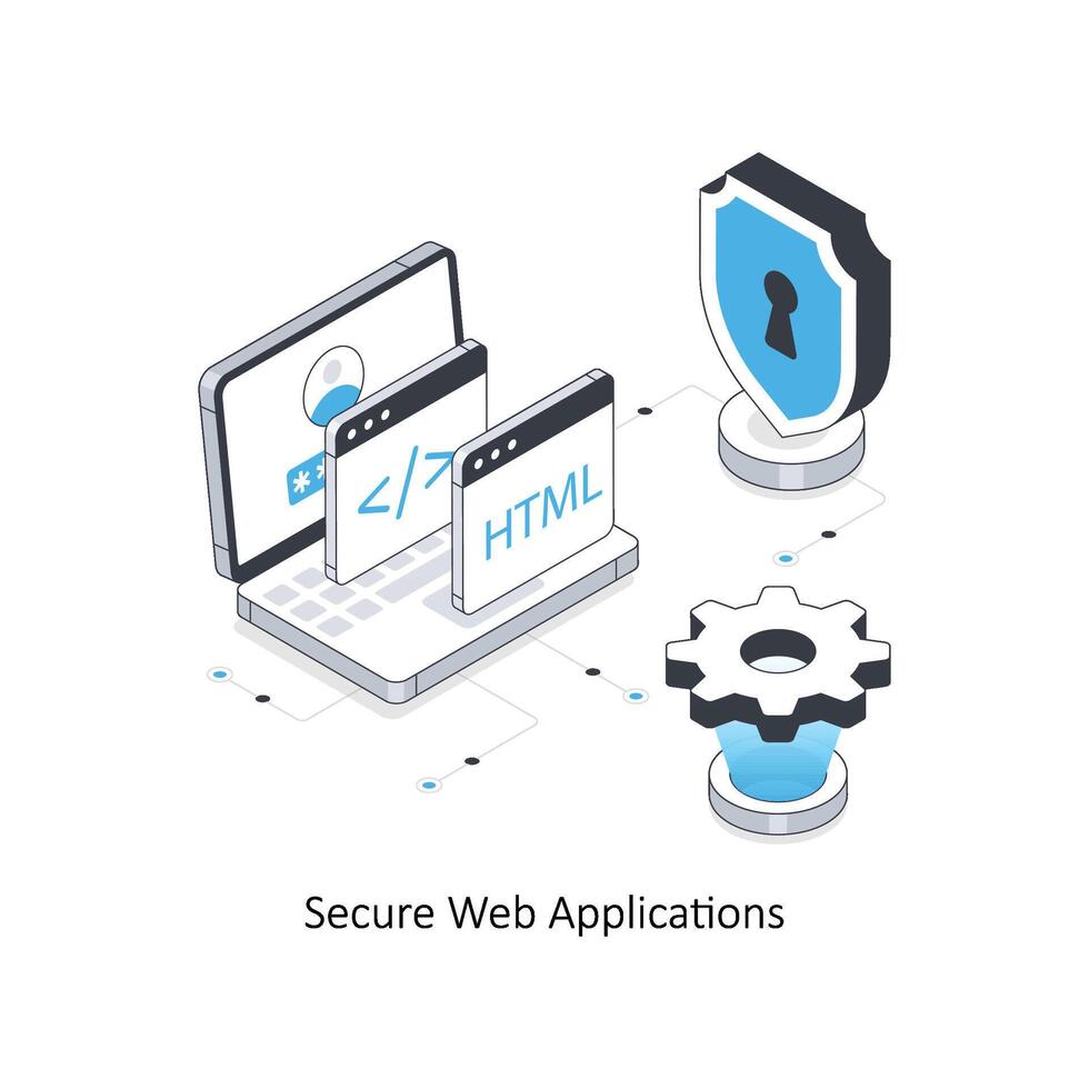 Secure web applications isometric stock illustration. EPS File stock illustration. vector