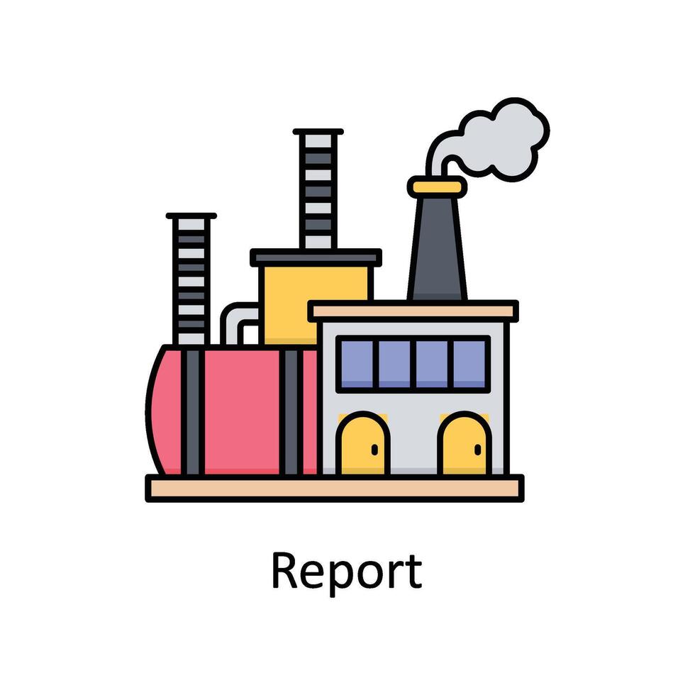 Report vector filled outline icon design illustration. Manufacturing units symbol on White background EPS 10 File