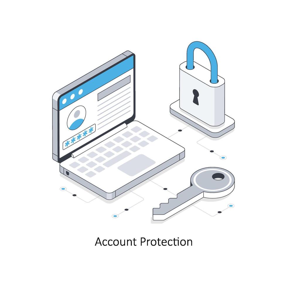 Account Protection isometric stock illustration. EPS File stock illustration. vector