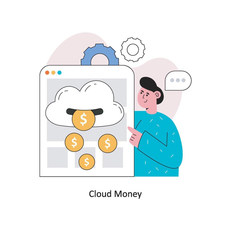 Cloud Money Flat Style Design Vector illustration. Stock illustration