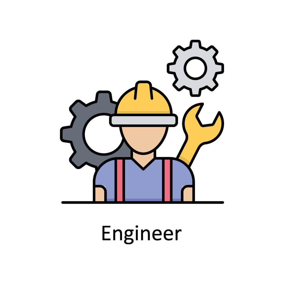 Engineer vector filled outline icon design illustration. Manufacturing units symbol on White background EPS 10 File