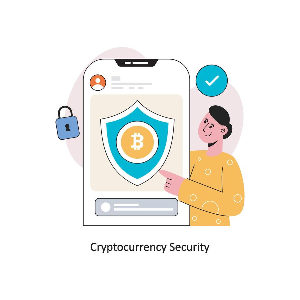 Cryptocurrency security  Flat Style Design Vector illustration. Stock illustration