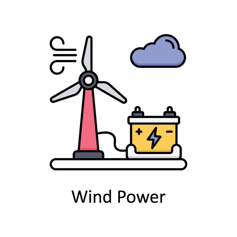 Wind Power vector filled outline icon design illustration. Manufacturing units symbol on White background EPS 10 File