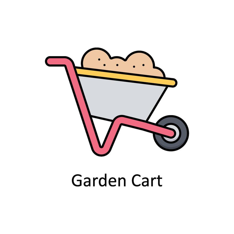 Garden Cart  vector filled outline icon design illustration. Manufacturing units symbol on White background EPS 10 File