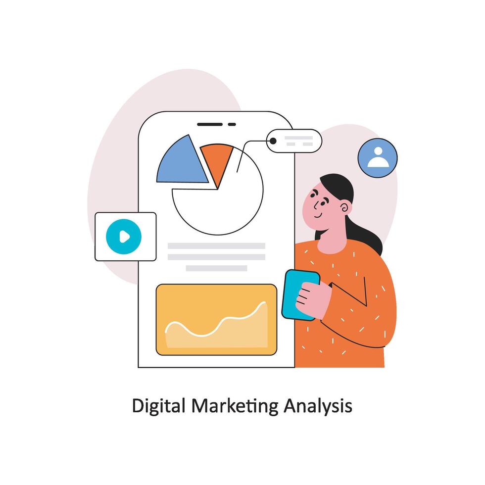 digital márketing análisis plano estilo diseño vector ilustración. valores ilustración