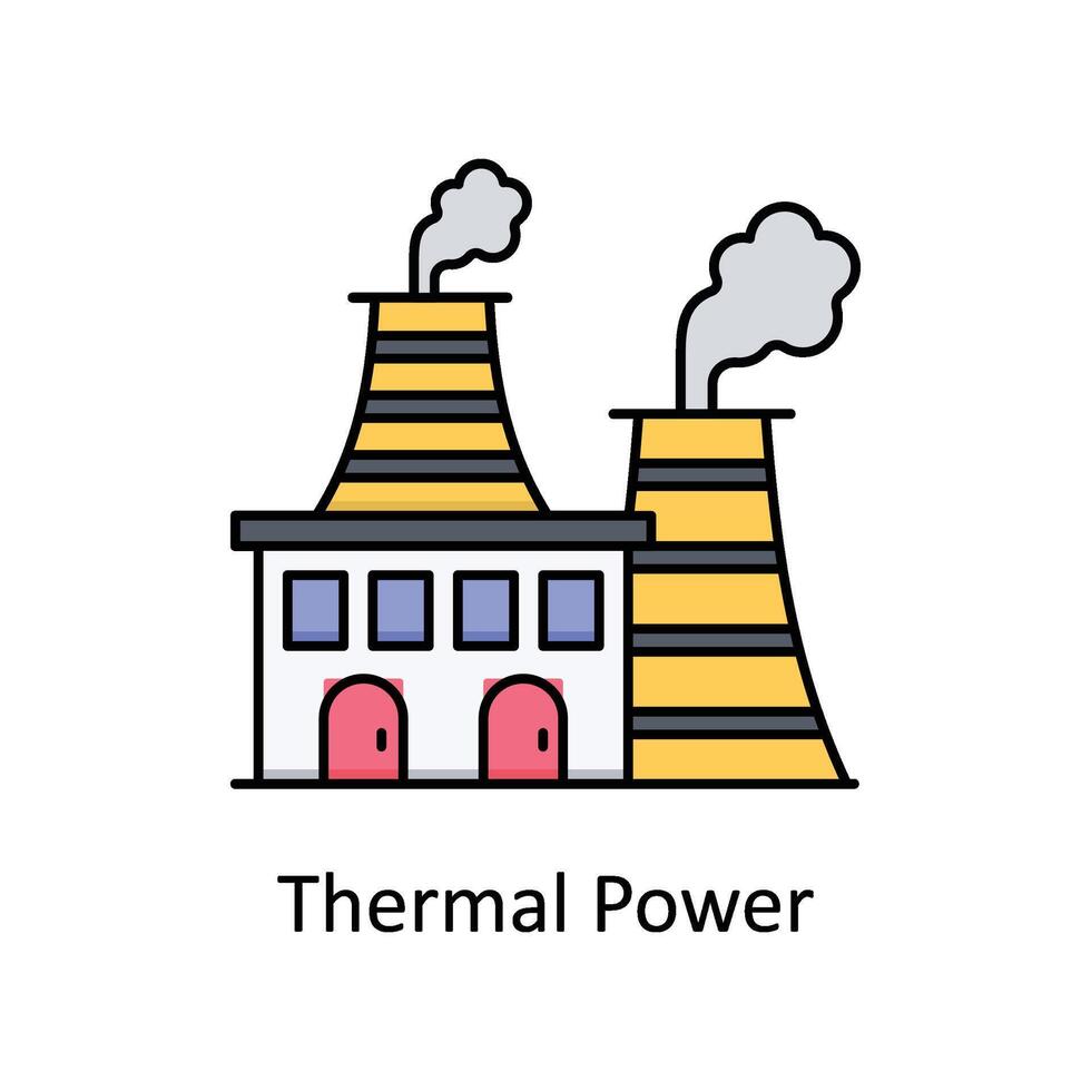 Thermal Power vector filled outline icon design illustration. Manufacturing units symbol on White background EPS 10 File