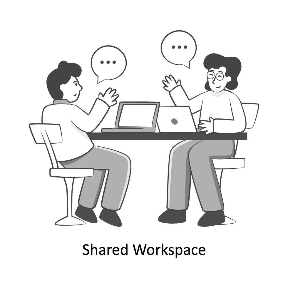 Shared Workspace Flat Style Design Vector illustration. Stock illustration