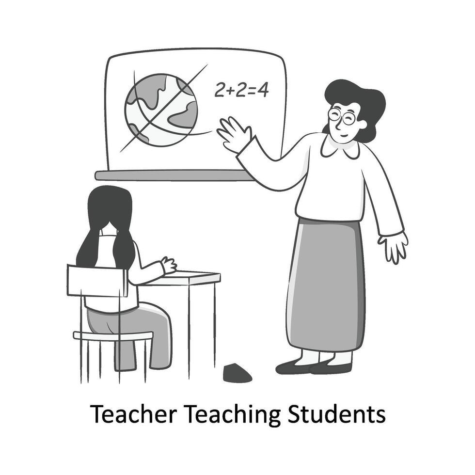 Teacher Teaching Students Flat Style Design Vector illustration. Stock illustration