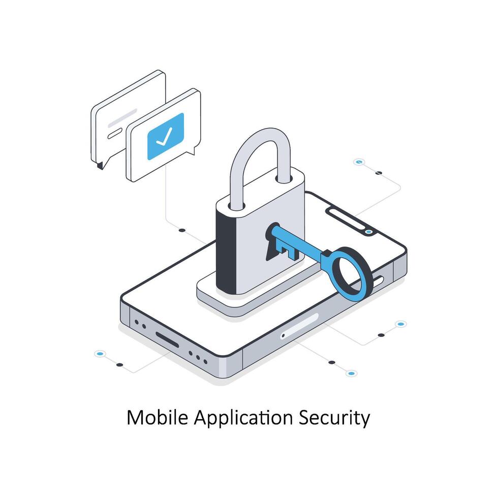 Mobile application security   isometric stock illustration. EPS File stock illustration. vector