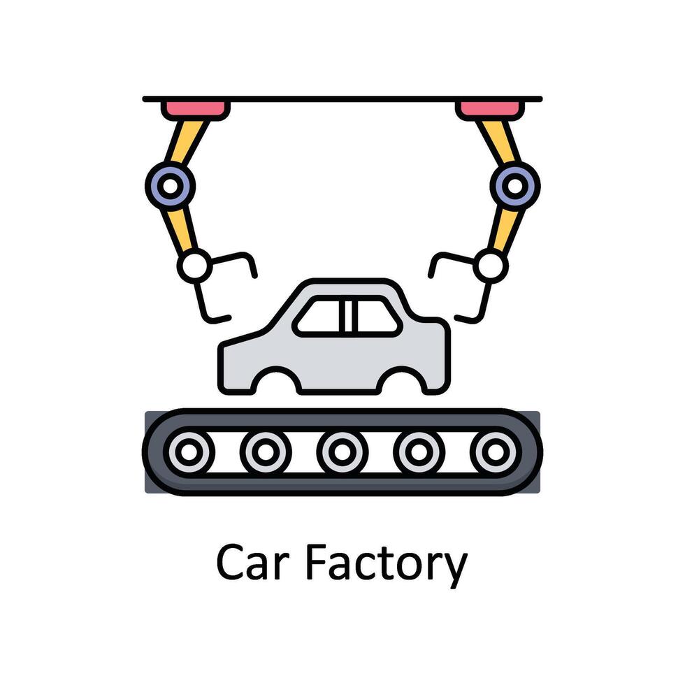 coche fábrica vector lleno contorno icono diseño ilustración. fabricación unidades símbolo en blanco antecedentes eps 10 archivo