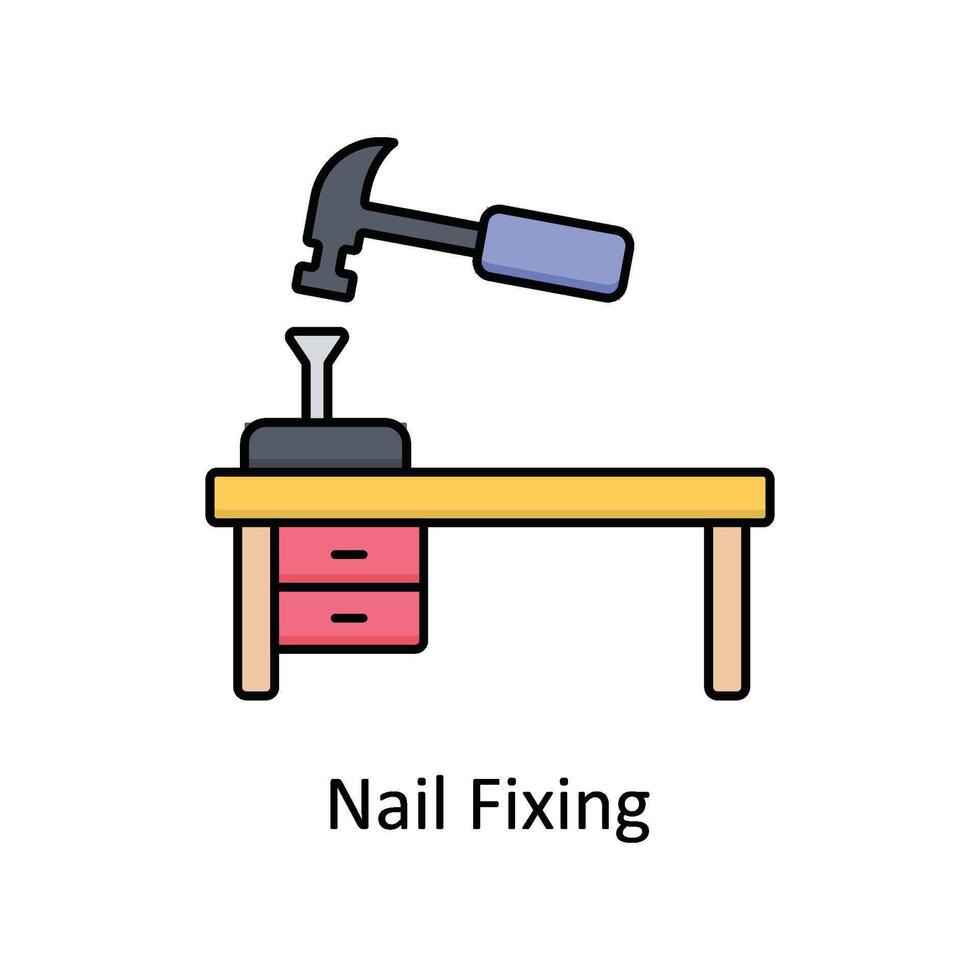 Nail Fixing vector filled outline icon design illustration. Manufacturing units symbol on White background EPS 10 File