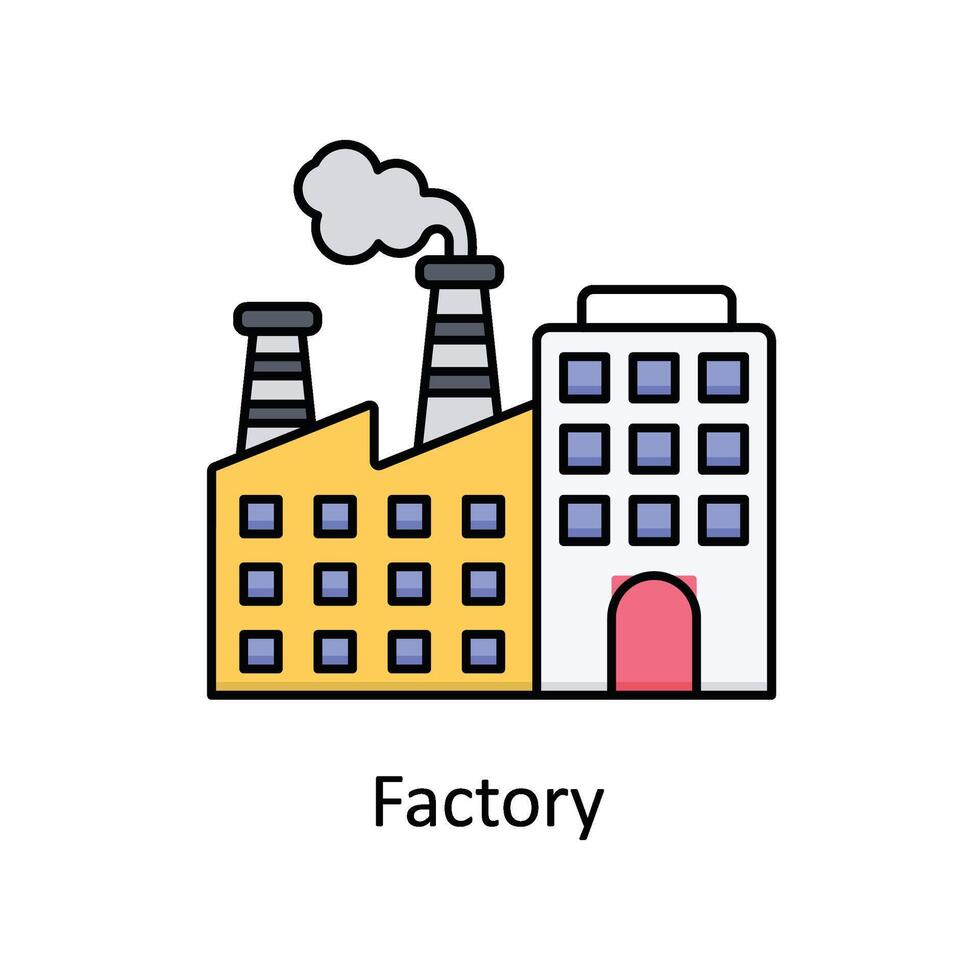 Factory  vector filled outline icon design illustration. Manufacturing units symbol on White background EPS 10 File