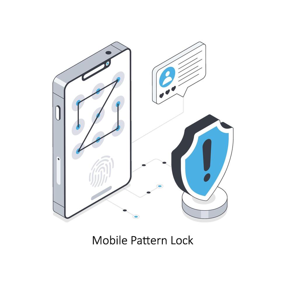 Mobile Pattern Lock isometric stock illustration. EPS File stock illustration. vector