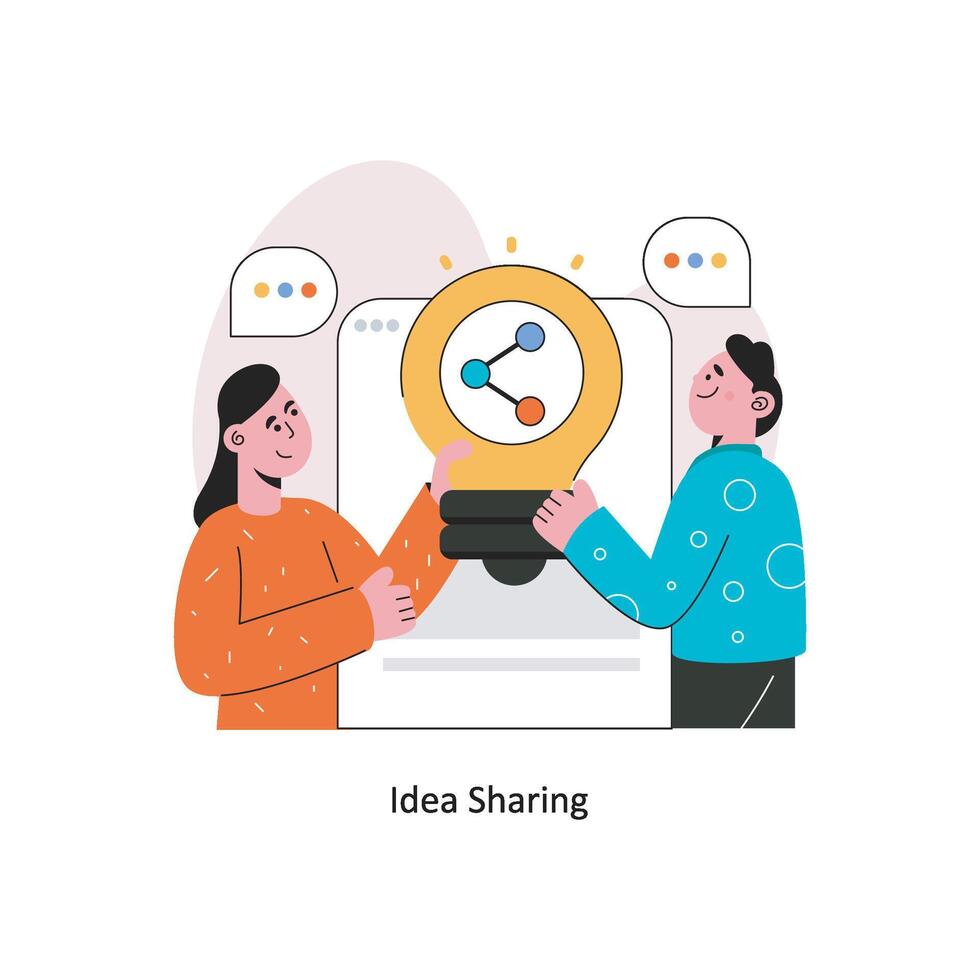 Idea Sharing Flat Style Design Vector illustration. Stock illustration
