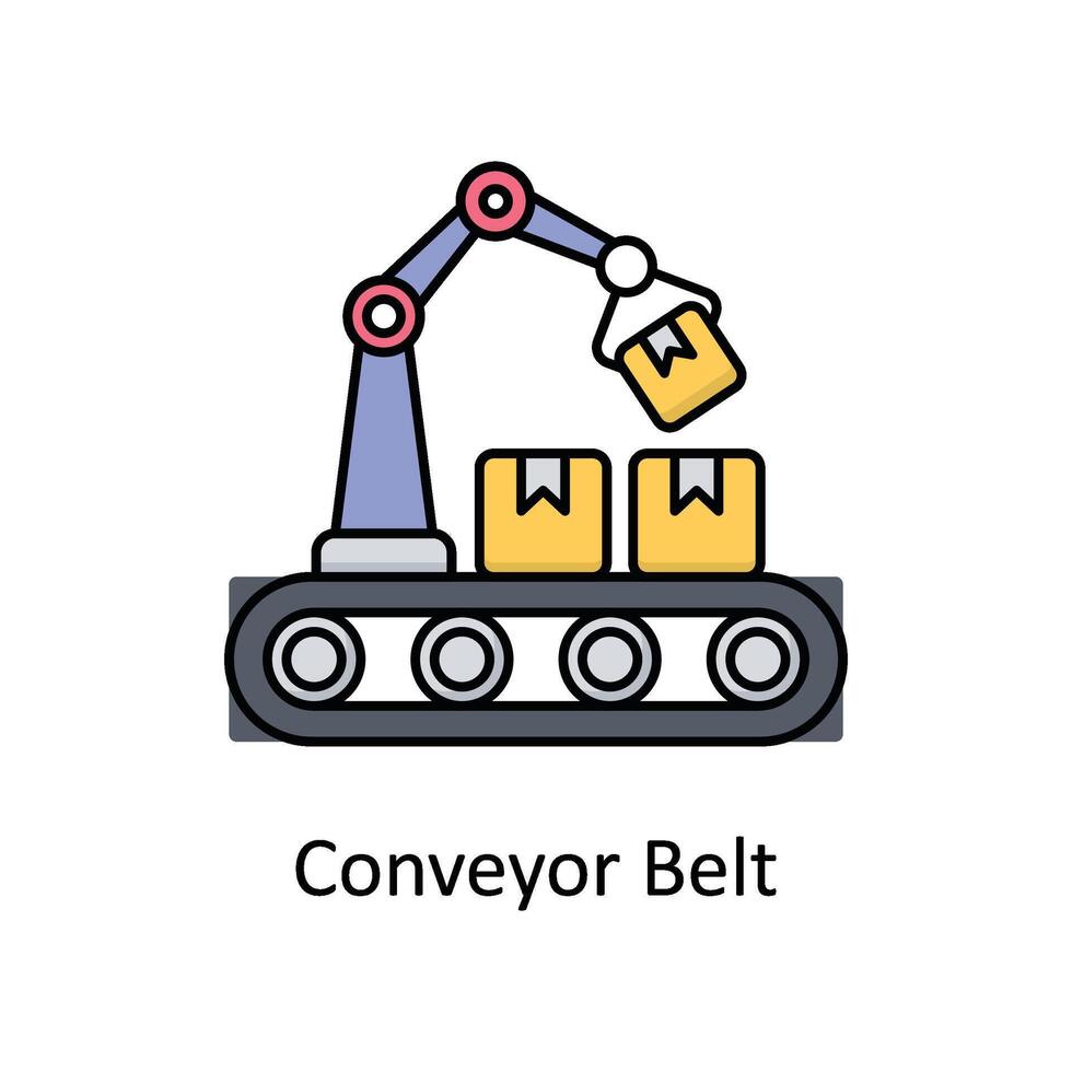 Conveyor Belt vector filled outline icon design illustration. Manufacturing units symbol on White background EPS 10 File