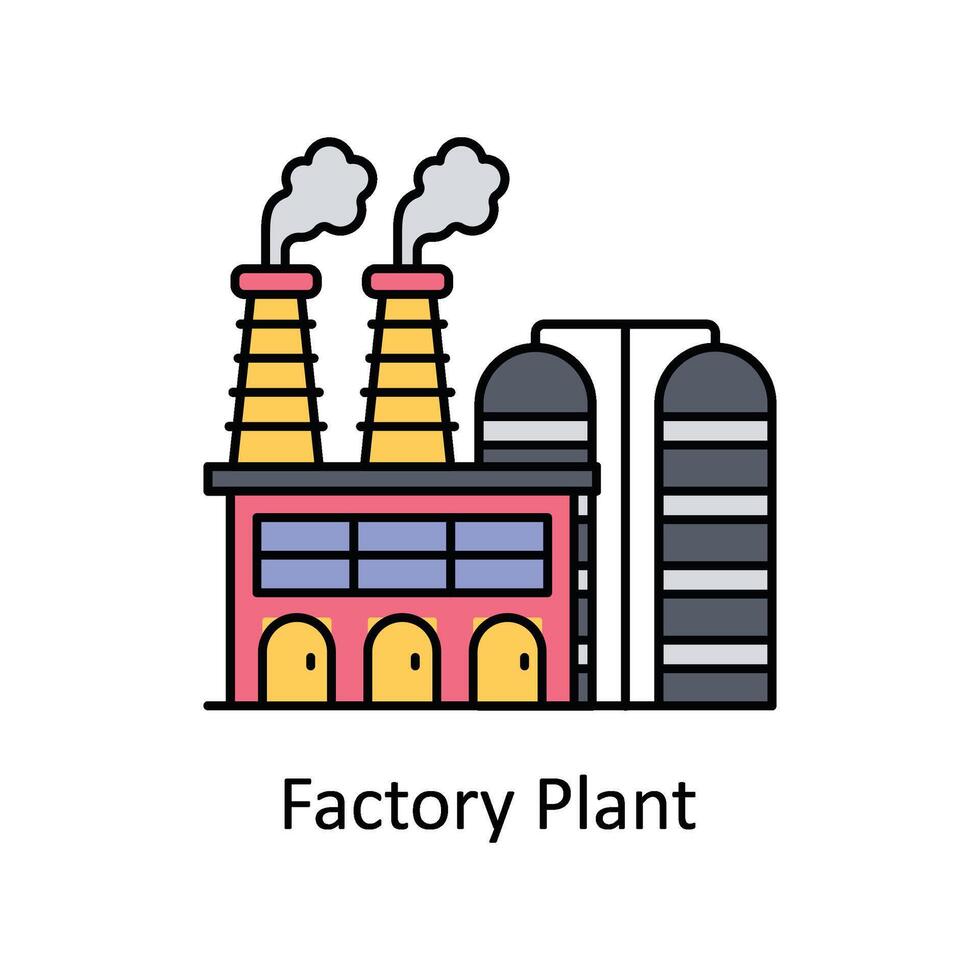 Factory Plant  vector filled outline icon design illustration. Manufacturing units symbol on White background EPS 10 File
