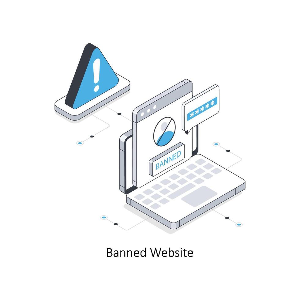 Banned Website isometric stock illustration. EPS File stock illustration. vector