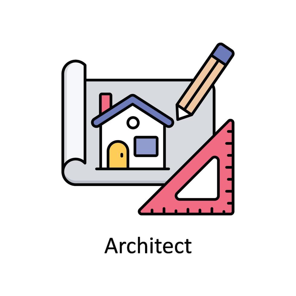 Architect vector filled outline icon design illustration. Manufacturing units symbol on White background EPS 10 File