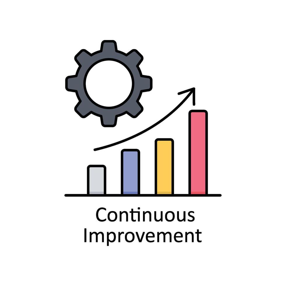 Continuous Improvement  vector filled outline icon design illustration. Manufacturing units symbol on White background EPS 10 File