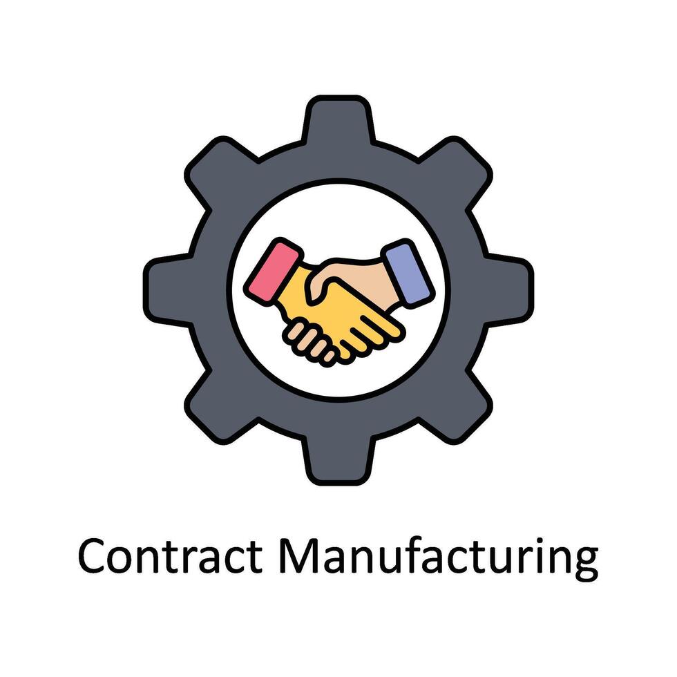 Contract Manufacturing  vector filled outline icon design illustration. Manufacturing units symbol on White background EPS 10 File