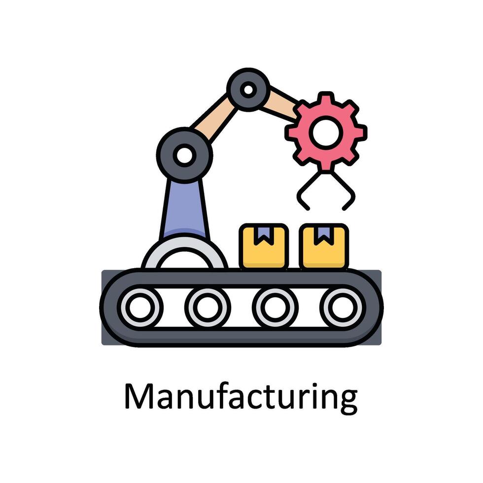 Manufacturing vector filled outline icon design illustration. Manufacturing units symbol on White background EPS 10 File