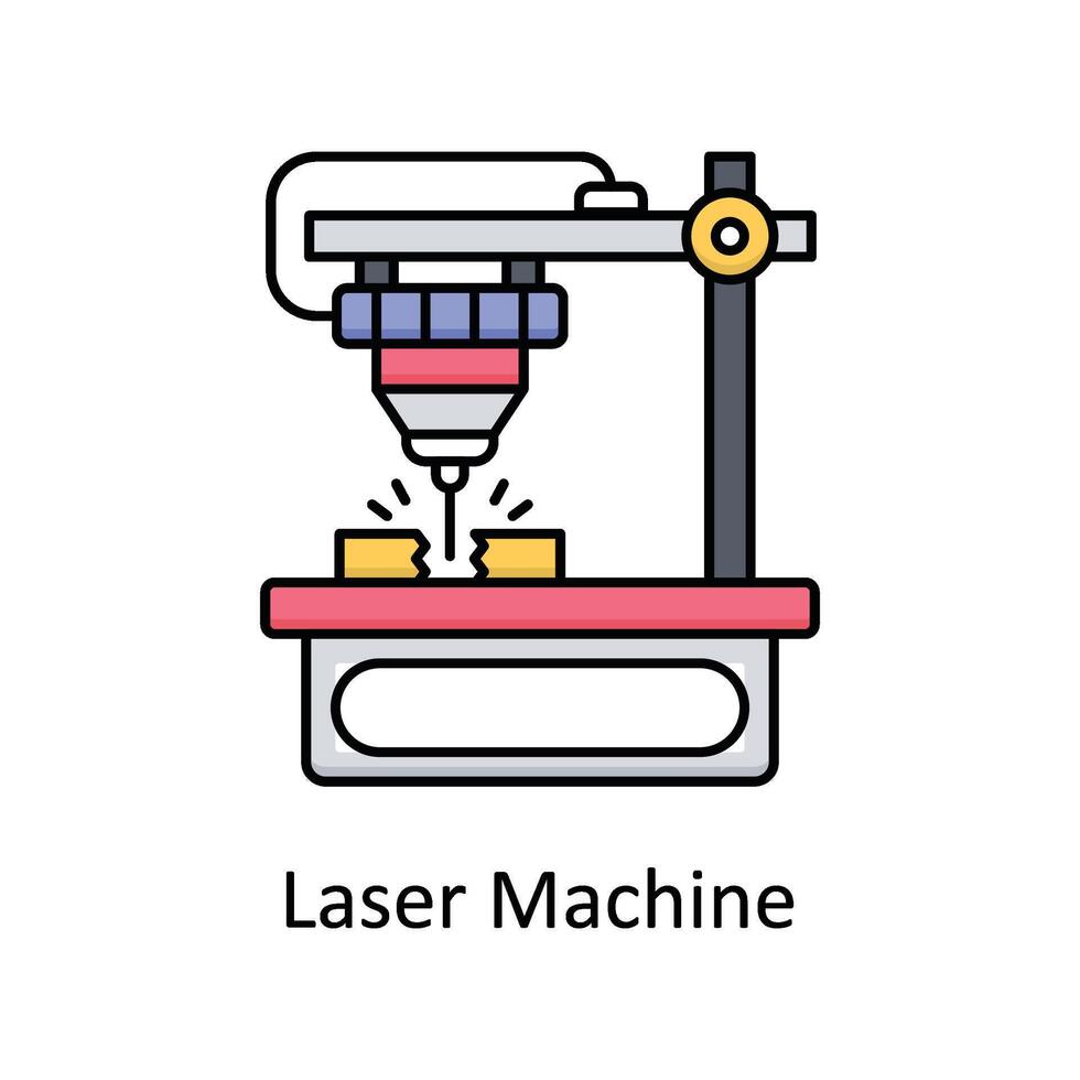 láser máquina vector lleno contorno icono diseño ilustración. fabricación unidades símbolo en blanco antecedentes eps 10 archivo