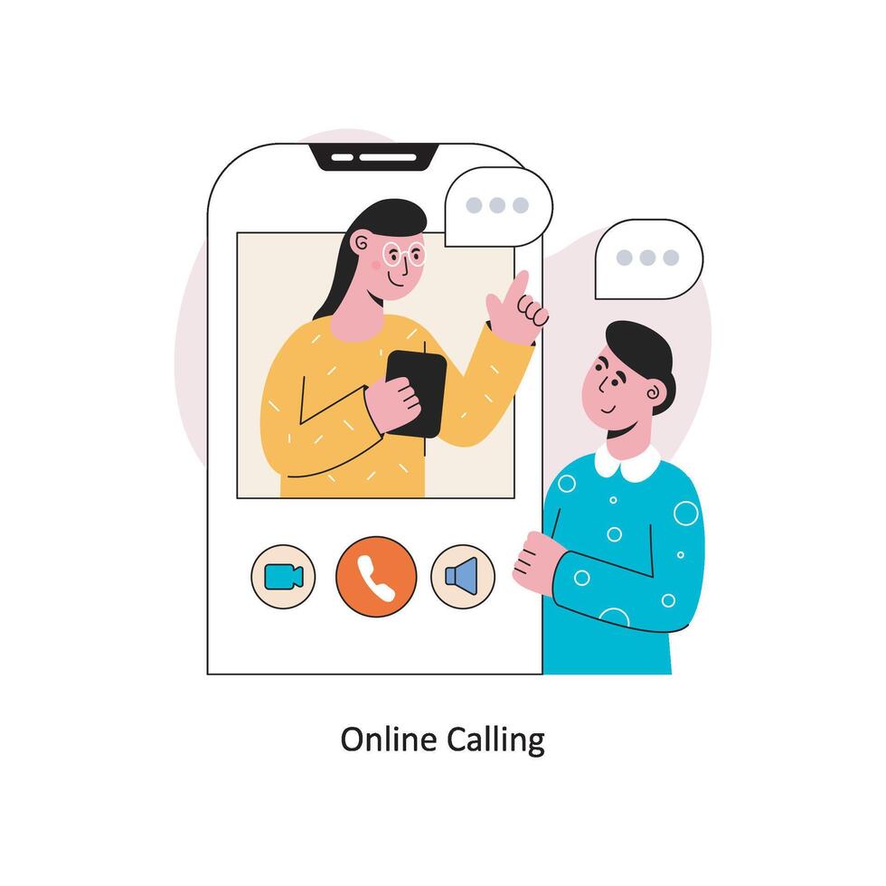 Online Calling Flat Style Design Vector illustration. Stock illustration