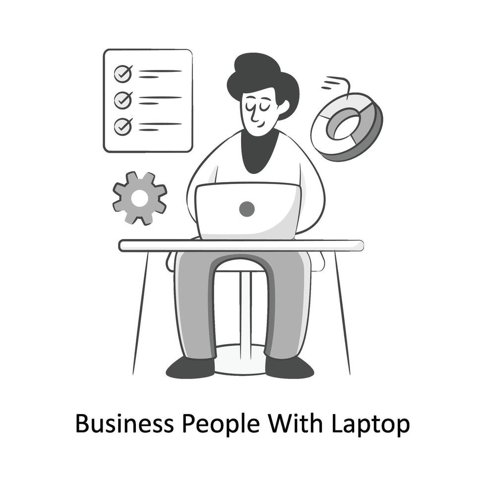 Business People With Laptop Flat Style Design Vector illustration. Stock illustration