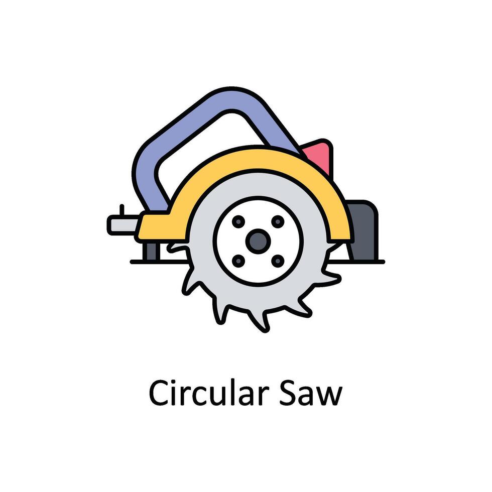 Circular Saw vector filled outline icon design illustration. Manufacturing units symbol on White background EPS 10 File