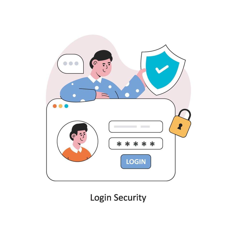 Login Security Flat Style Design Vector illustration. Stock illustration