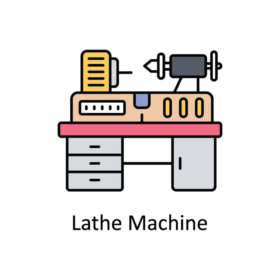 Lathe Machine vector filled outline icon design illustration. Manufacturing units symbol on White background EPS 10 File