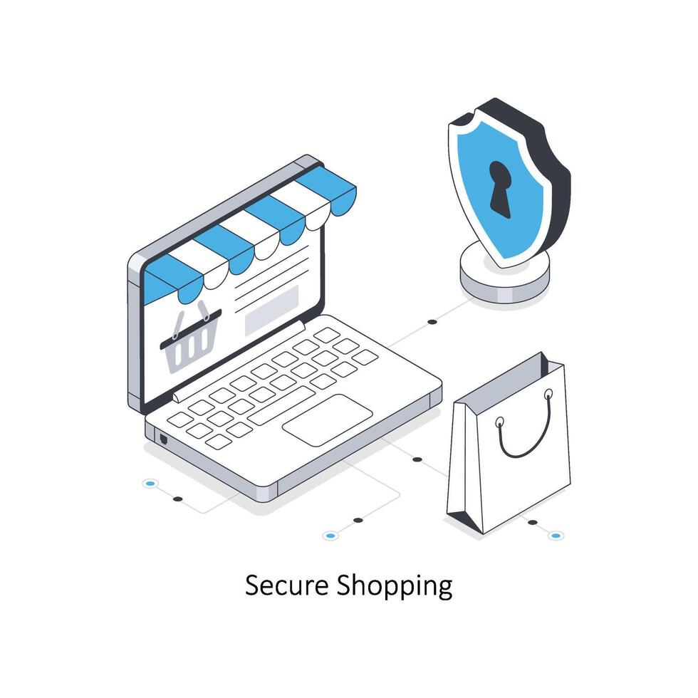 Secure Shopping isometric stock illustration. EPS File stock illustration. vector