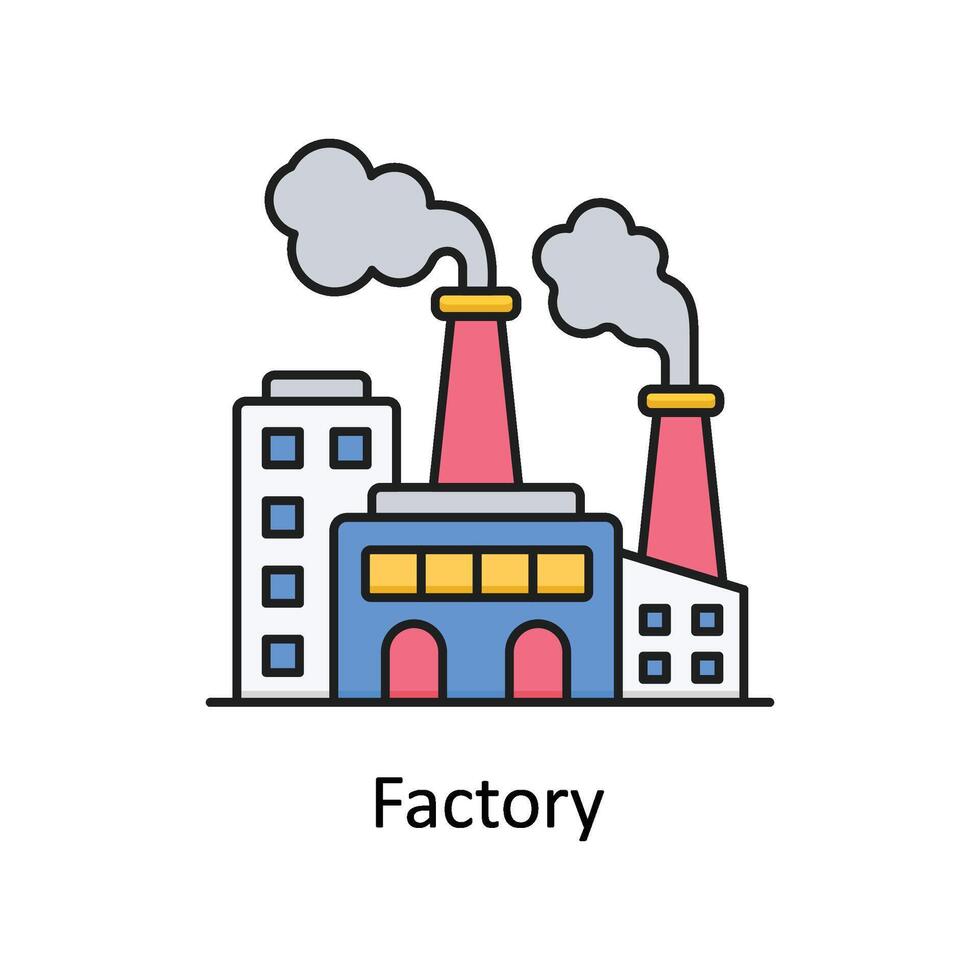 Factory  vector filled outline icon design illustration. Manufacturing units symbol on White background EPS 10 File