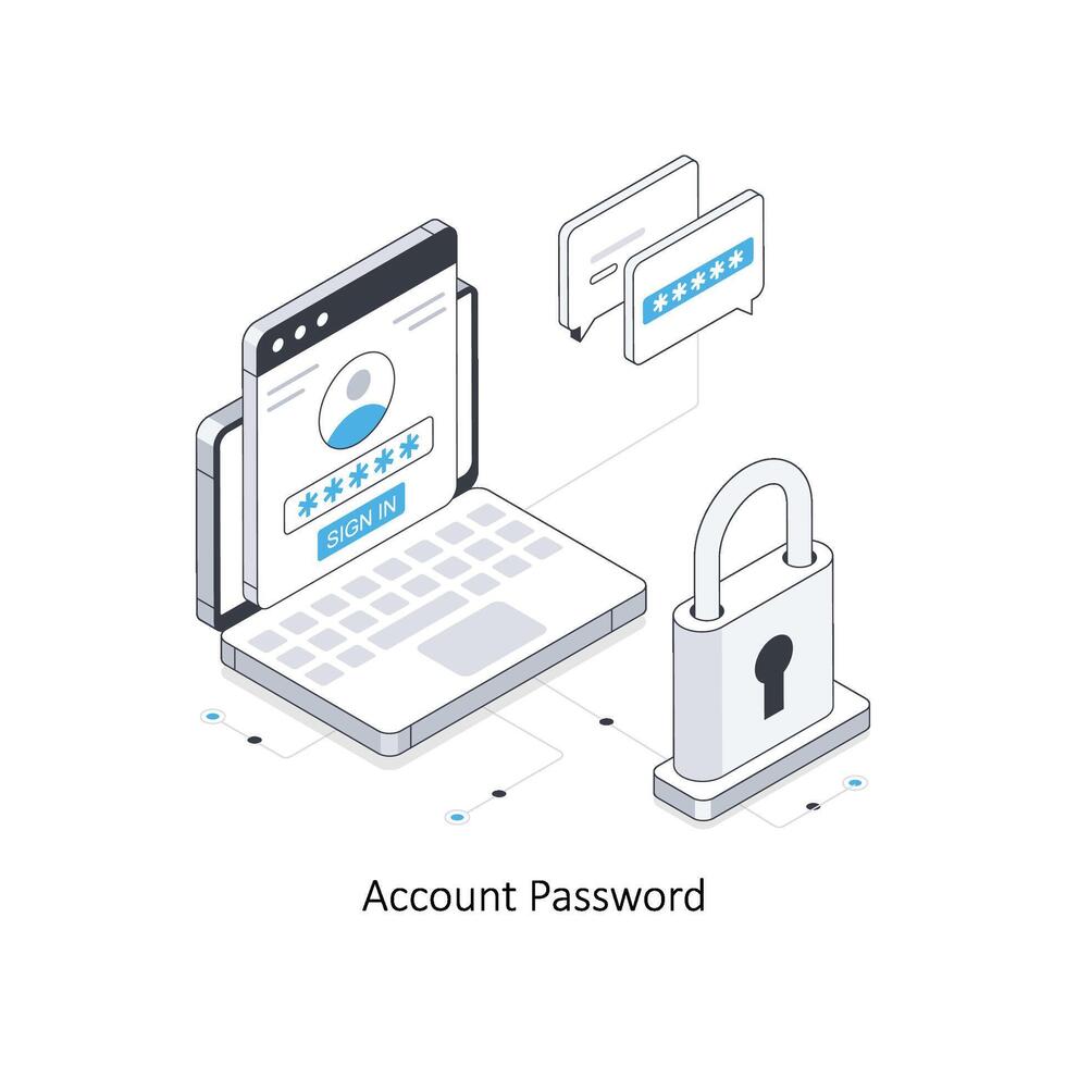 Account Password  isometric stock illustration. EPS File stock illustration. vector