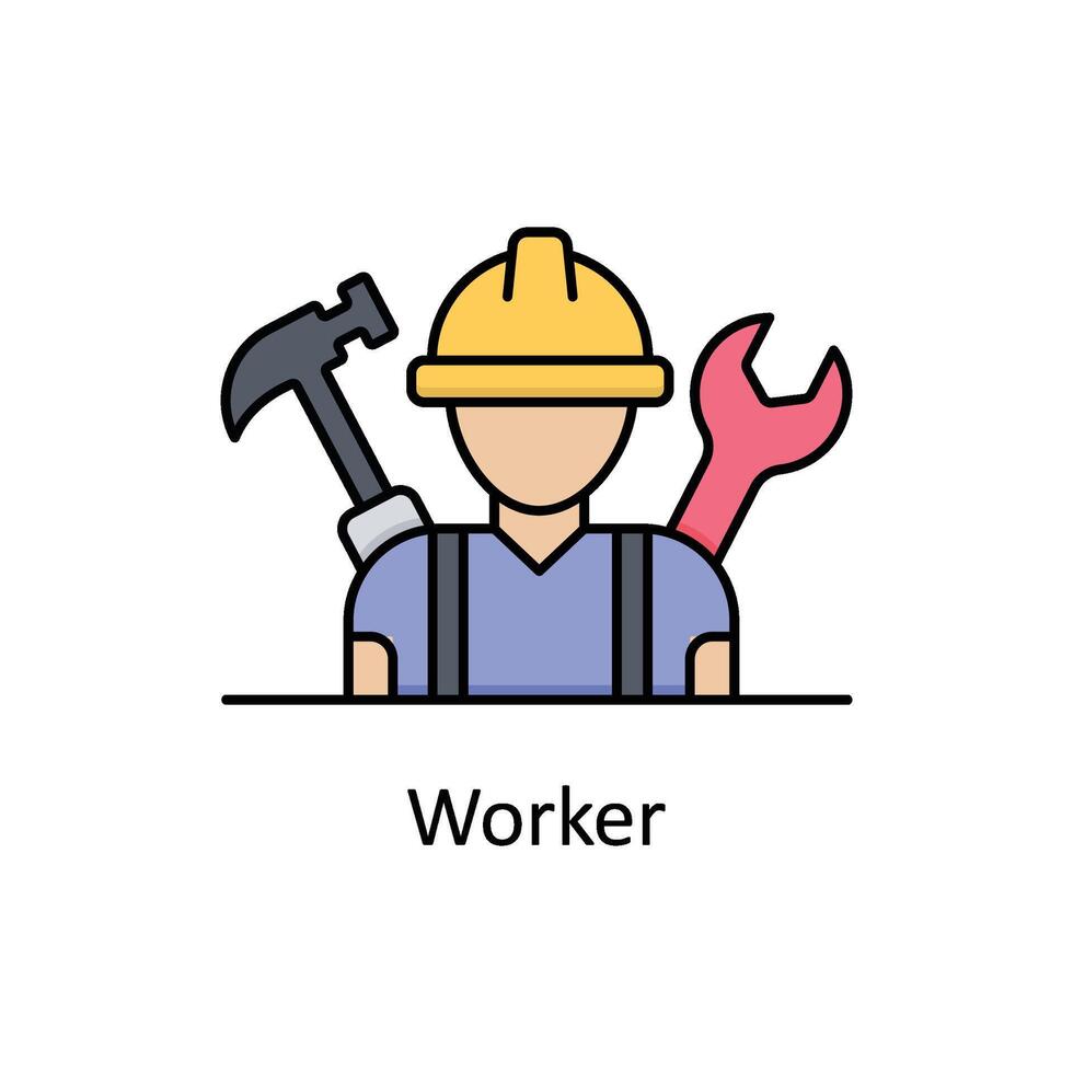 Worker   vector filled outline icon design illustration. Manufacturing units symbol on White background EPS 10 File