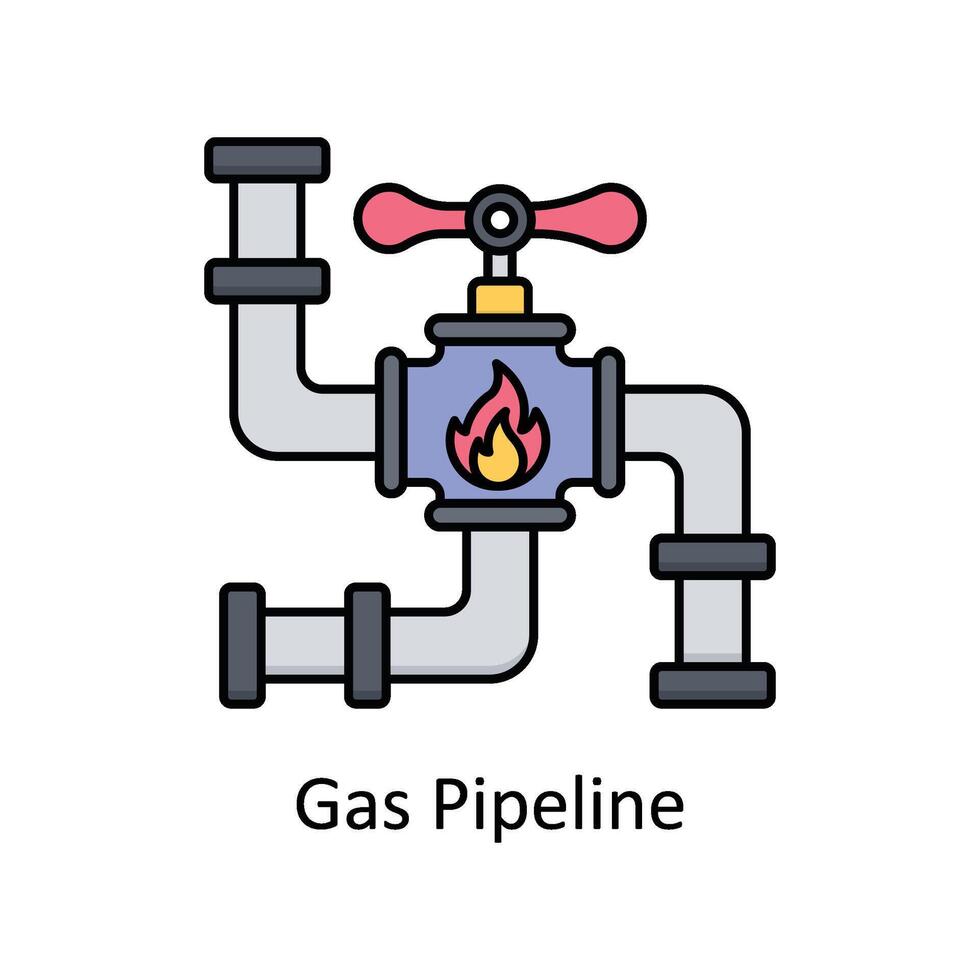 Gas Pipeline vector filled outline icon design illustration. Manufacturing units symbol on White background EPS 10 File
