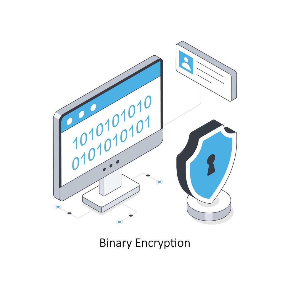 Binary Encryption isometric stock illustration. EPS File stock illustration. vector