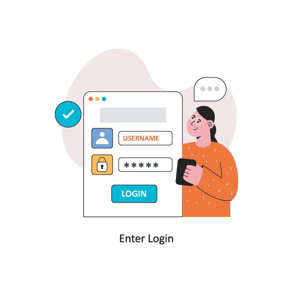 Enter login  Flat Style Design Vector illustration. Stock illustration