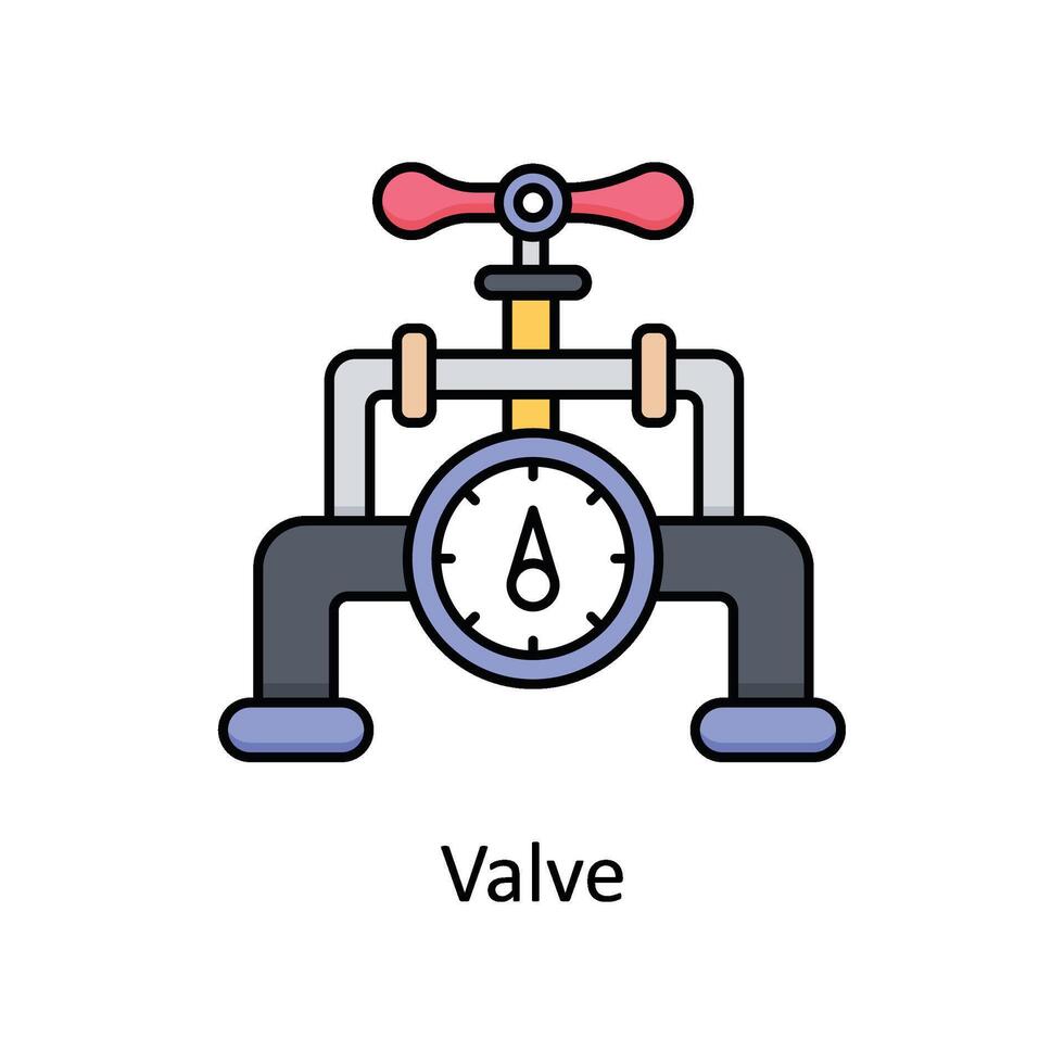 Valve vector filled outline icon design illustration. Manufacturing units symbol on White background EPS 10 File