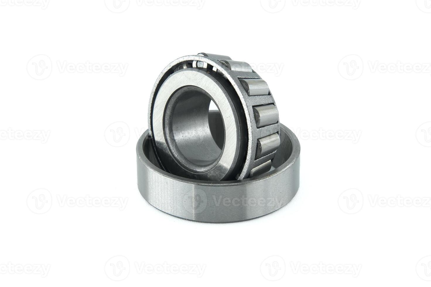 Cylindrical roller bearing isolated on white background photo