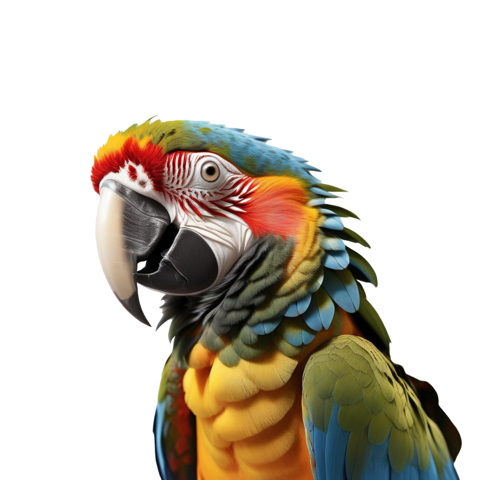 AI generated close-up macaw isolated  transparent background. ai generative png