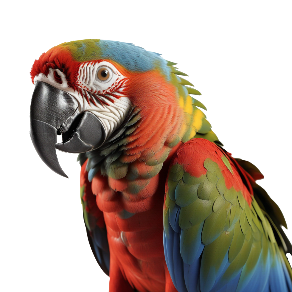 AI generated close-up macaw isolated  transparent background. ai generative png