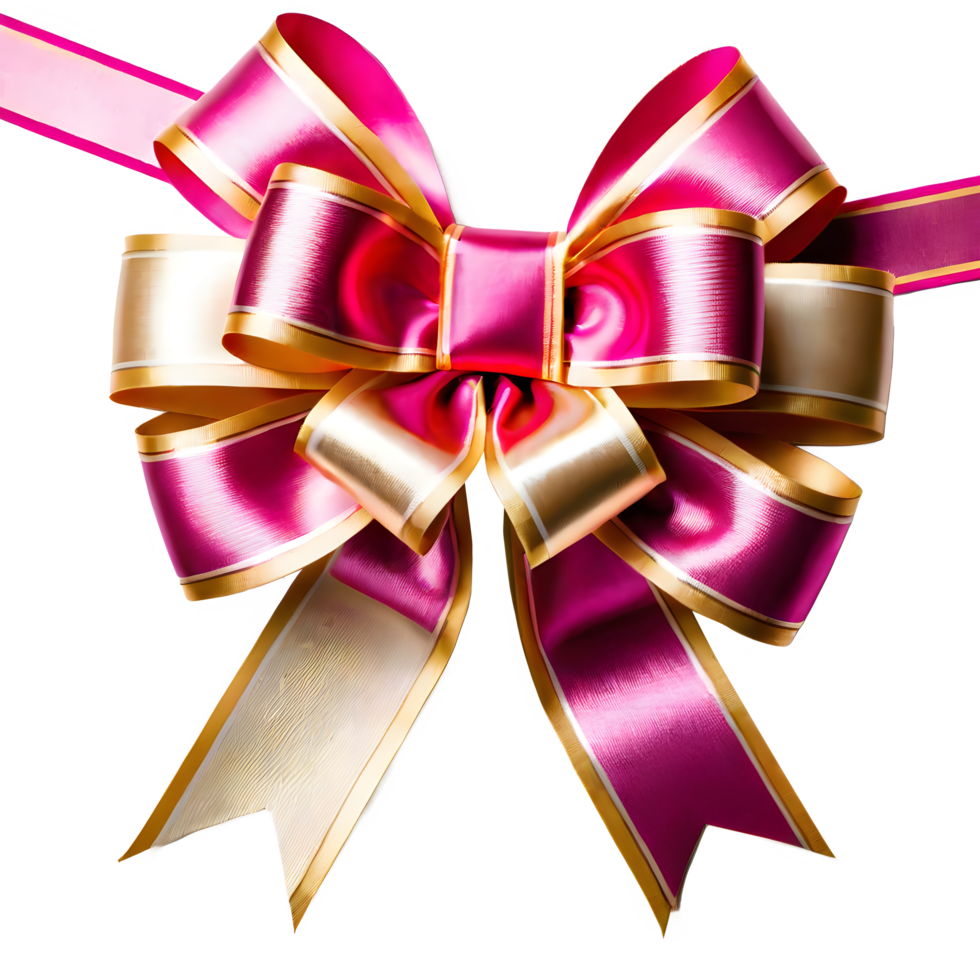AI generated pink gold gift bow isolated transparent background. ai generative png