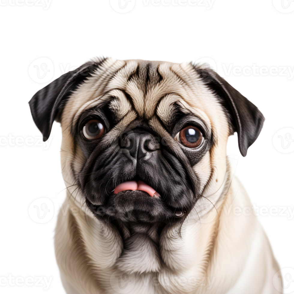 AI generated Pug dog on cut out background png