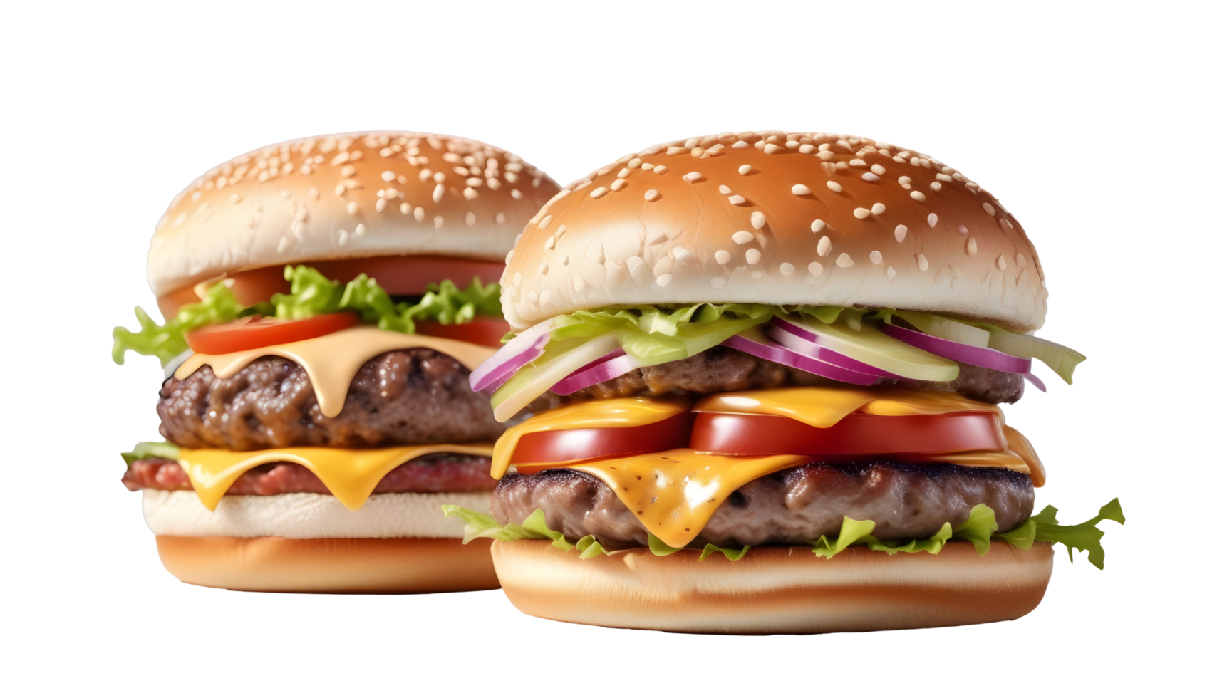 AI generated burger on white background png